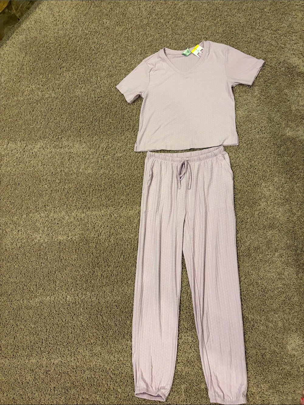 Honeydew USA Lavender Short Sleeve Pajama Set with Drawstring Pants